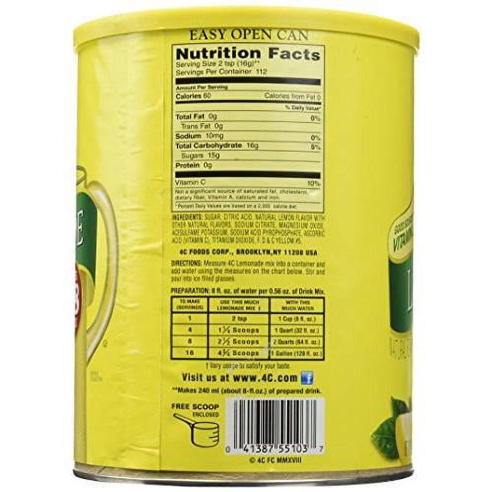 4 C Lemonade Flavored Mix 28 Quarts, 63 Fluid Ounce