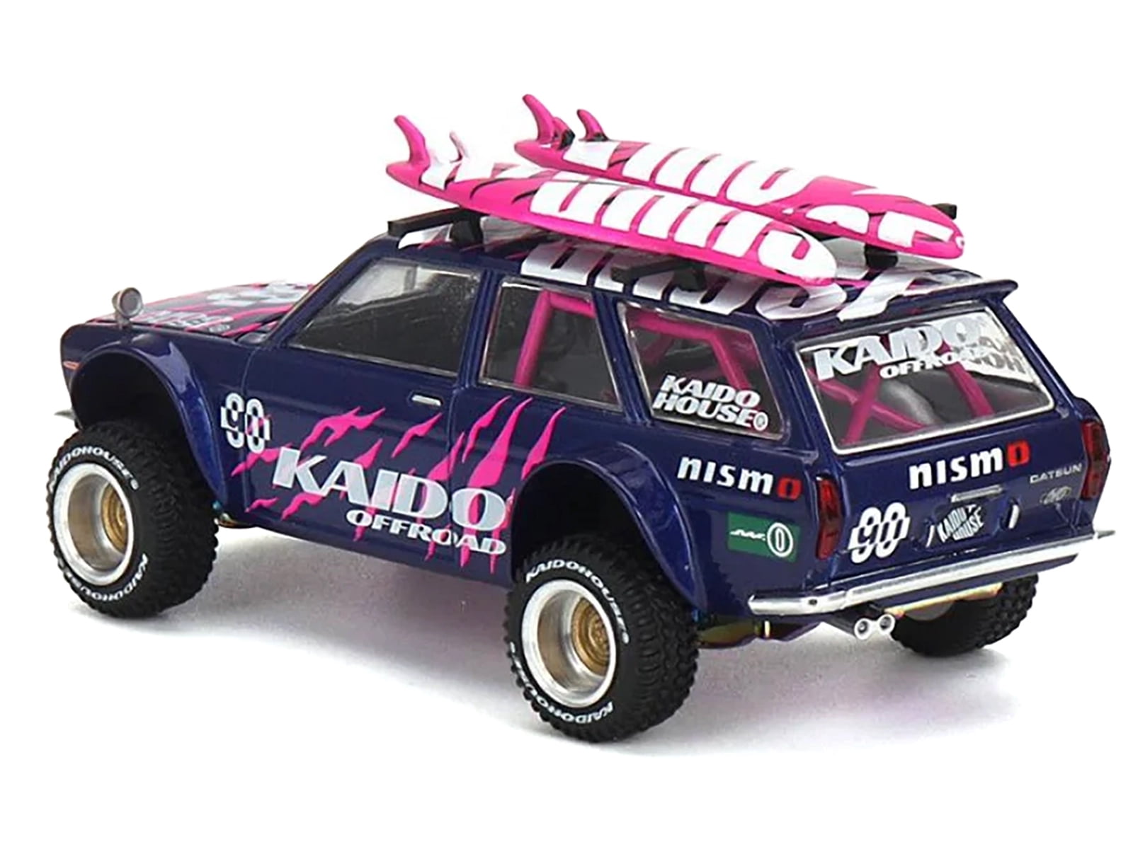 Datsun Kaido 510 Wagon 4x4 RHD #90 "Kaido Offroad V2" Purple w/Pink and Surfboards 1/64 Diecast Model Car by Mini GT