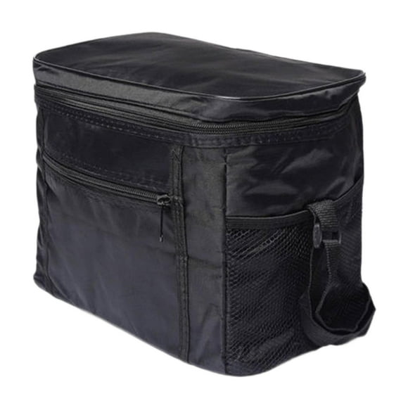 Bolsa enfriadora de alimentos, bolsa térmica aislada, bolsa ligera con cremallera para entrega de alimentos, bolsa térmica para transportar pasteles Negro