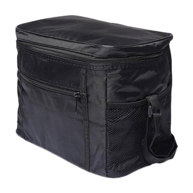 Bolsa térmica para alimentos, bolsa para transportar pasteles con correa ajustable, lonchera, bolso de mano, caliente Negro