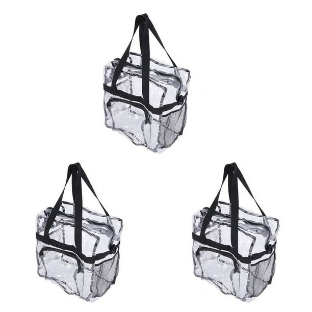 3X Bolso Transparente Bolso Transparente de Seguridad y Viaje de Estadio, Ver A Través de la Bolsa de Mano para el Trabajo, Juegos Deportivos y Conciertos