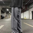 thumbnail image 6 of BADHUB Mens Chino Pants Straight Fit Drawstring Pant Lightweight Flat Front Loose Fit Trousers with Pockets Gray M, 6 of 7