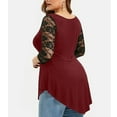 thumbnail image 4 of asdoklhq Womens Plus Size Clearance,Women Lace Asymmetric Three Quarter Sleeve Tops Blouses, 4 of 7