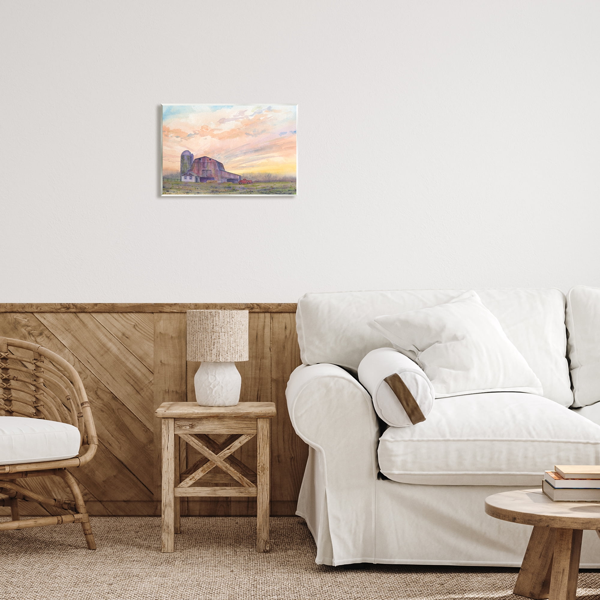 Stupell Industries Country Barn at Sunrise Nature Painting Unframed Art Print Wall Art, 15 x 10