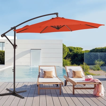 Condition photo showing Good Condition for justlet 10 outdoor hanging offset cantilever umbrella for patio(no base) orange