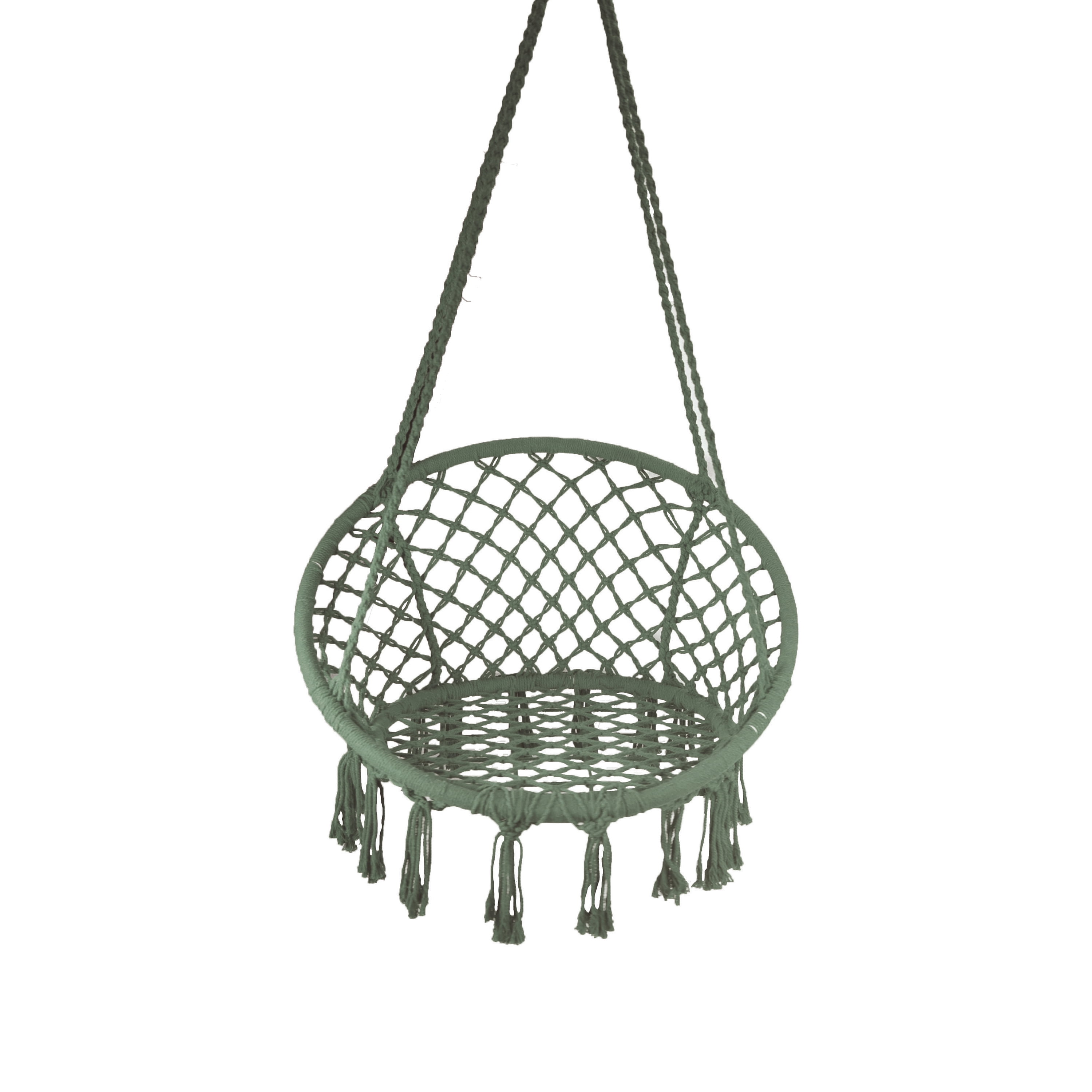 Equip Macrame Outdoor Hammock Chair, Cotton Blend Olive Green, Size: 47” L  x 24” W, Capacity 250 lb.