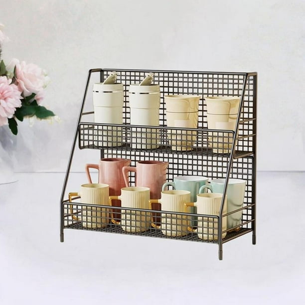 Estante para mostrador de cocina de 2 niveles, soporte para cosméticos de escritorio, estante de almacenaje para cocina multiusos portátil, soporte de
