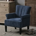 thumbnail image 3 of Upholstered Accent Chair, Living Room Chairs Sofa Chair, Polyester Club Chair with Rivet Tufted Scroll Arm & Rubber Wood Legs, 330lbs Capacity, Armchair for Bedroom and Living Room, Navy Blue, 3 of 7