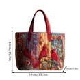 thumbnail image 2 of Vintage Oil Painting Quilted Tote Bag, Large Capacity Canvas Shoulder Bag, 2 of 5