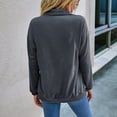 thumbnail image 4 of Zip Collar de Manga Larga Pullover Puños Acanalados Dobladillo Diseño Bolsillo Grande Con Estilo Casual Sudadera Pullover para Las Mujeres Gris Oscuro M, 4 of 6