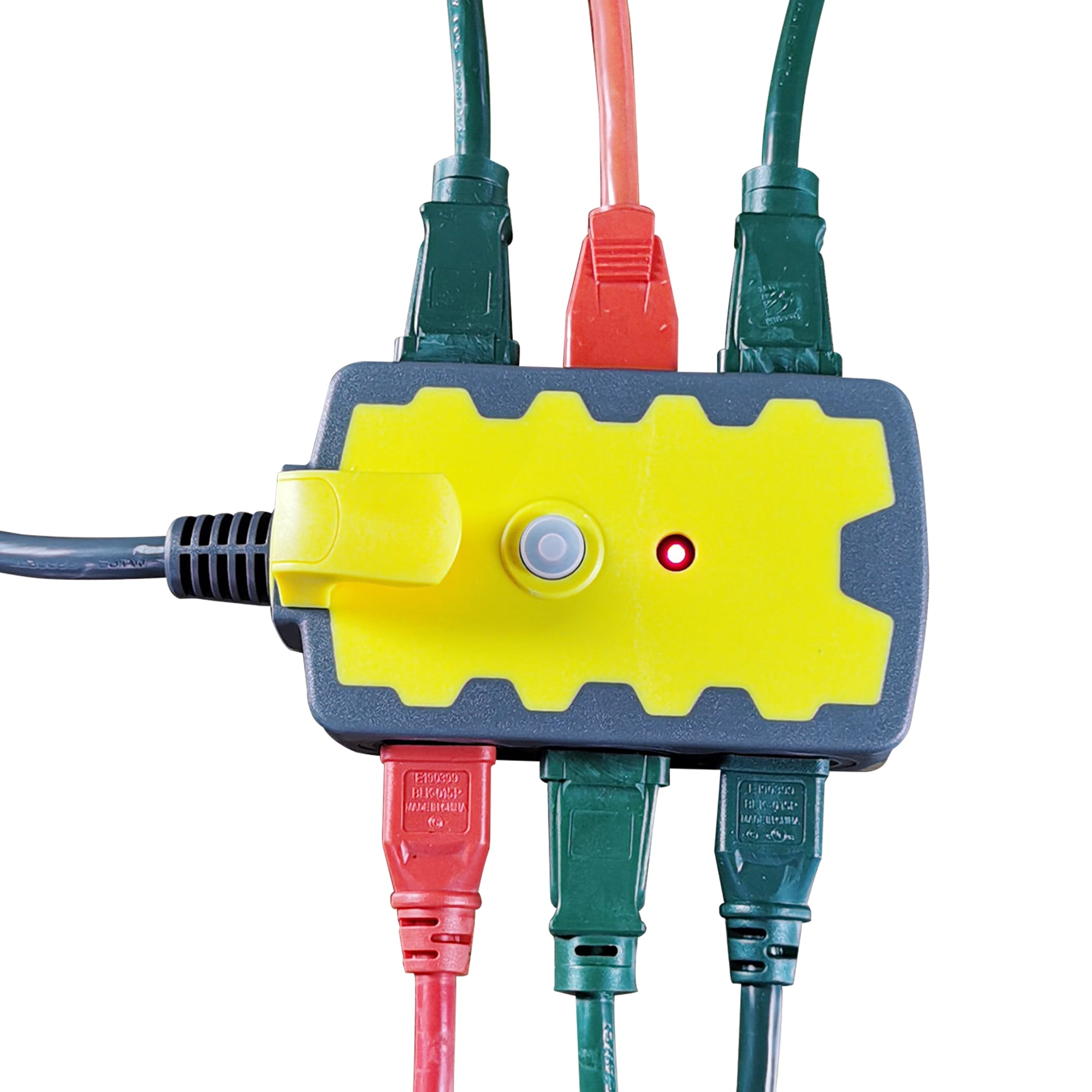 Hyper Tough Outdoor 6-Outlet 6ft Extension Cord Hub, Yellow/Gray