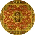 thumbnail image 1 of Ahgly Company Machine Washable Indoor Round Persian Yellow Traditional Area Rugs, 4' Round, 1 of 4