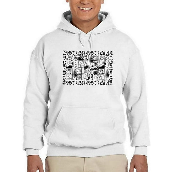 Smartprints Mens Graphic Hoodie White - Manga Style Woman Cotton Blend Regular Fit