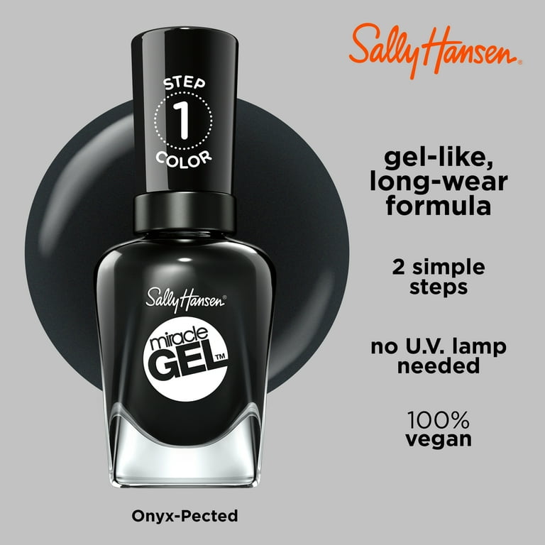 Sally Hansen Top Coat Duo Miracle Gel Nail Polish, Onyx-Pected