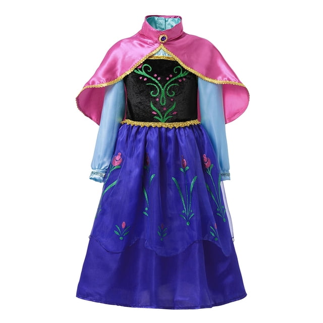 Disney-disfraz de Frozen 2 para niñas, vestido de princesa azul de manga larga para cumpleaños, Carnaval, Cosplay para niños, ropa de reina de la nieve Anna Fivean unisex