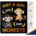 thumbnail image 2 of Monkey Blanket Gifts for Girl Woman - Just A Girl Who Loves Monkeys Cute Animal Lovers Throw for Teen Kids Adults Soft Fleece Cozy Bed Couch Decor Birthday Christmas Lightweight Blanket 50"x60", 2 of 5