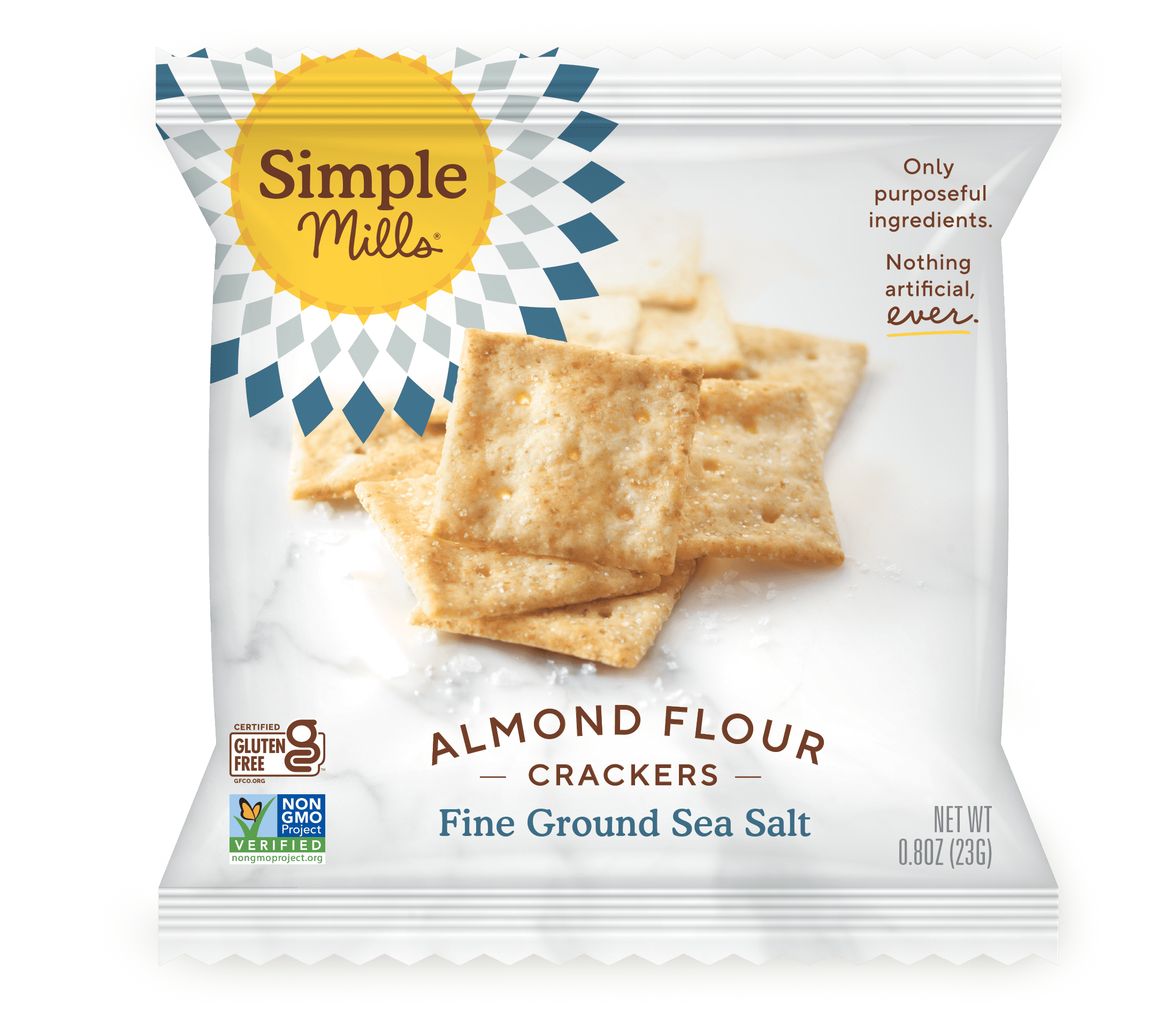 (4 pack) Simple Mills Almond Flour Crackers, Fine Ground Sea Salt Snack Crackers Snack Packs, 0.8 oz, 8 Count