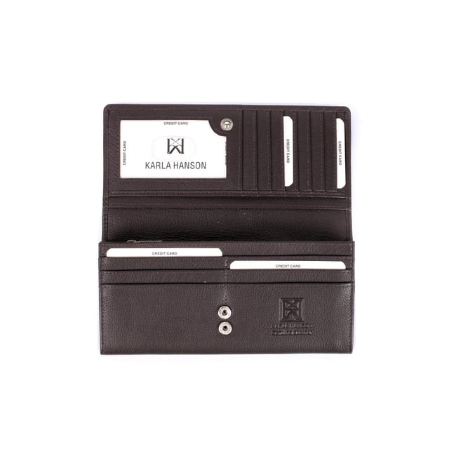 Billetera Doble para Mujer Karla Hanson en Cuero Espresso con RFID