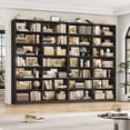 thumbnail image 5 of Hiphuta 84" Tall Double Wide 7-Tier Bookcase with 14 Cubes, Large Open Bookcase for Home Office and Living Room, Freestanding Display Book Shelves, Black, 5 of 8