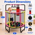 thumbnail image 7 of 55" Toddler Trampoline, Activity Center with Gym Bar, Punching Bag, Rings, Ball Pit, Kids Trampoline, Indoor Toddler Play Gym, Mini Trampoline for Ages 3–6, 110lbs Weight Capacity, Pink, 7 of 7