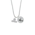 thumbnail image 2 of Delight Jewelry I 'Heart' Running Silvertone Script Initial Disc - K - Charm Necklace, 20"+3", 2 of 4
