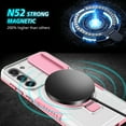 thumbnail image 5 of Case for Samsung Galaxy S24 Plus, with Sliding Camera Cover, with Rotating Finger Ring Holder Magnetic Bracket Hybrid Hand Grip Protective Shockproof Phone Case Cover for S24 Plus - Pink + White, 5 of 8
