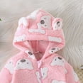 thumbnail image 5 of Wuxian Girls Jumpsuits Christmas Romper Lovely Animal Print Winter Fuzzy Thick Thermal Bodysuit Long Sleeve Zip Up Hoodies Jumpsuit Soft Comfortable Casual Dailywear,Pink,12-18 Months, 5 of 7