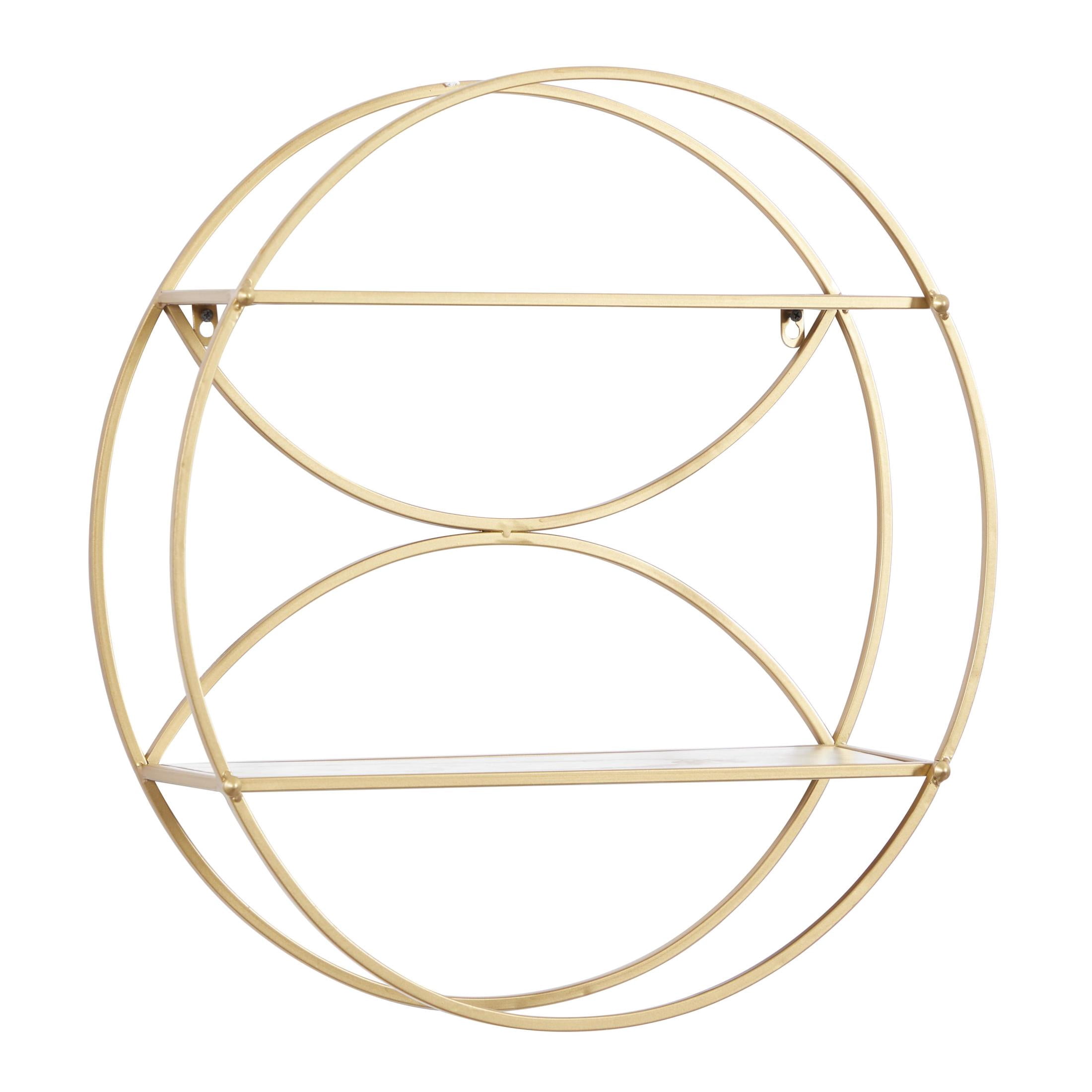 CosmoLiving by Cosmopolitan 22" x 7" Round 2-Tier Gold Geometric Wall Shelf