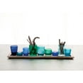 thumbnail image 2 of Creative Co-Op Wood Tray with 9 Blue & Green Glass Votive Holders (Set of 10 Pieces), 2 of 6