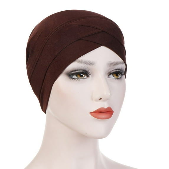 Dyfzdhu Women Stretch Cloth Forehead Cross Hat Linen Turban Hat Bottoming Hat
