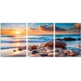 thumbnail image 2 of 3-Piece Blue Beach Canvas Wall Art Set, Sunset Ocean Waves Seascape Prints, Framed & Ready to Hang Decor for Living Room Bedroom Bathroom, 2 of 6