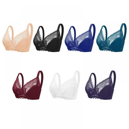 

Lace Bra for Women with Support Push up - Seamless Bralette Push Up Large-size Breasts Comfortable Soft Full Coverage Thin Adjustable Bra(7-Packs)