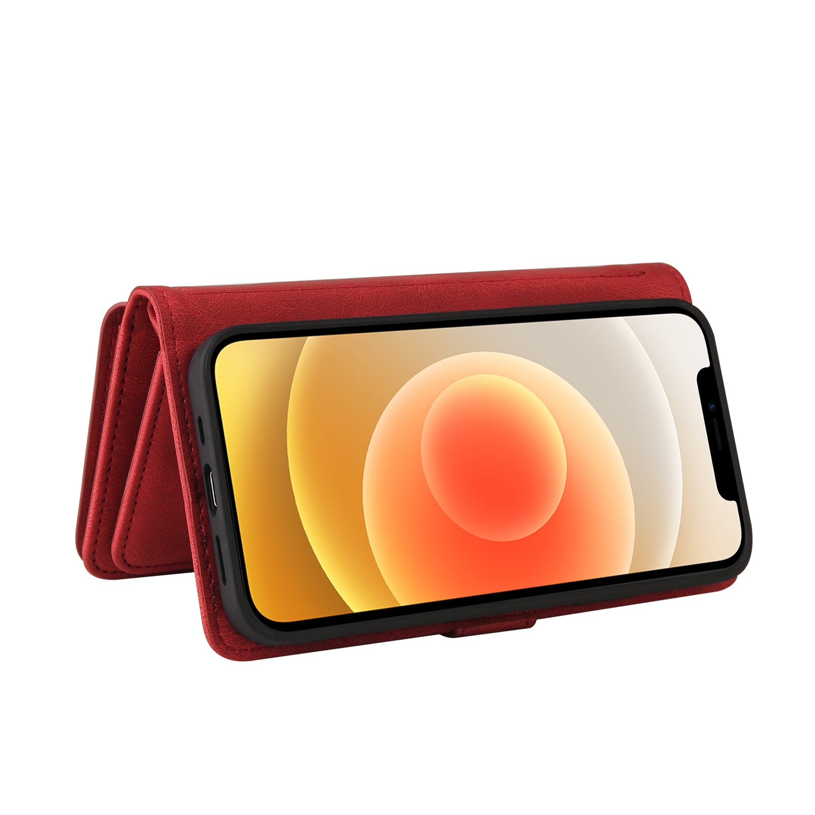 Wallet Case for iPhone 12 / 12 Pro, Magnetic Zipper Pouch Premium PU Leather with Kickstand Wallet Flip Shockproof Phone Case Wrist Strap Card Slots Holder Pocket iPhone 12 / 12 Pro,
Red