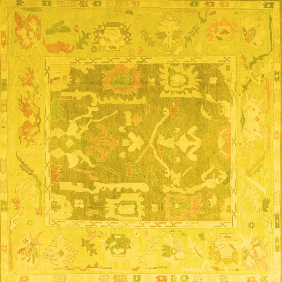Ahgly Company Indoor Square Abstract Yellow Modern Area Rugs, 7' Square