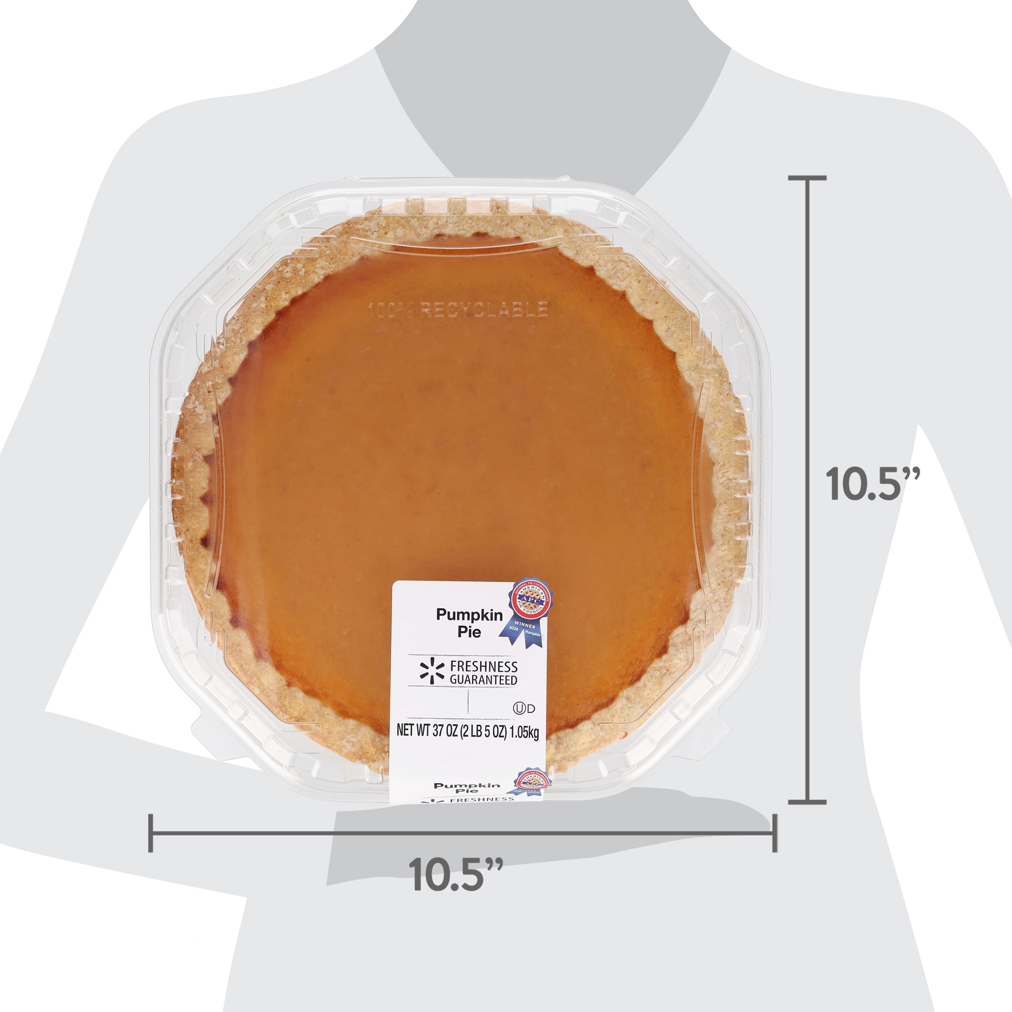 Freshness Guaranteed 10-inch Pumpkin Pie, 37 oz, Baked, Plastic Tray, Shelf Stable