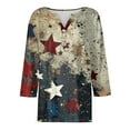 thumbnail image 4 of ADSSDQ 3/4 Length Sleeve Womens Tops 4th of July Button Down Shirts for Women Summer Top 2025 Patriotic American Flag Stars Stripes Graphic Tees Red XL, 4 of 7