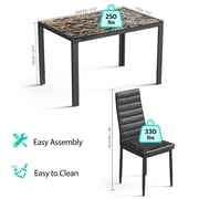 Aiho 6-Seater Modern Dining Table Set with PU Leather Chairs for Kitchen, Small Spaces, Marble