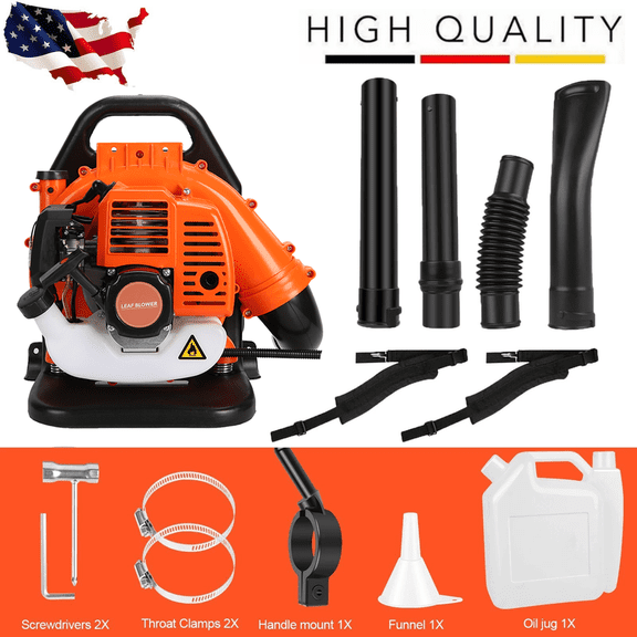 Seipouy Professional Gas Powered Backpack Leaf Blower – 2-Stroke High-Performance 52CC / 550CFM Blower System with Comfort Design for Complete Property Maintenance