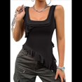thumbnail image 2 of Top Corto Y2K para Mujer, para Salir, de Verano, Sin Mangas, Asimétrico, de , Ajustado, para Fiesta. Negro XL, 2 of 7
