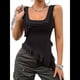 thumbnail image 2 of Top Corto Y2K para Mujer, para Salir, de Verano, Sin Mangas, Asimétrico, de , Ajustado, para Fiesta. Negro XL, 2 of 7