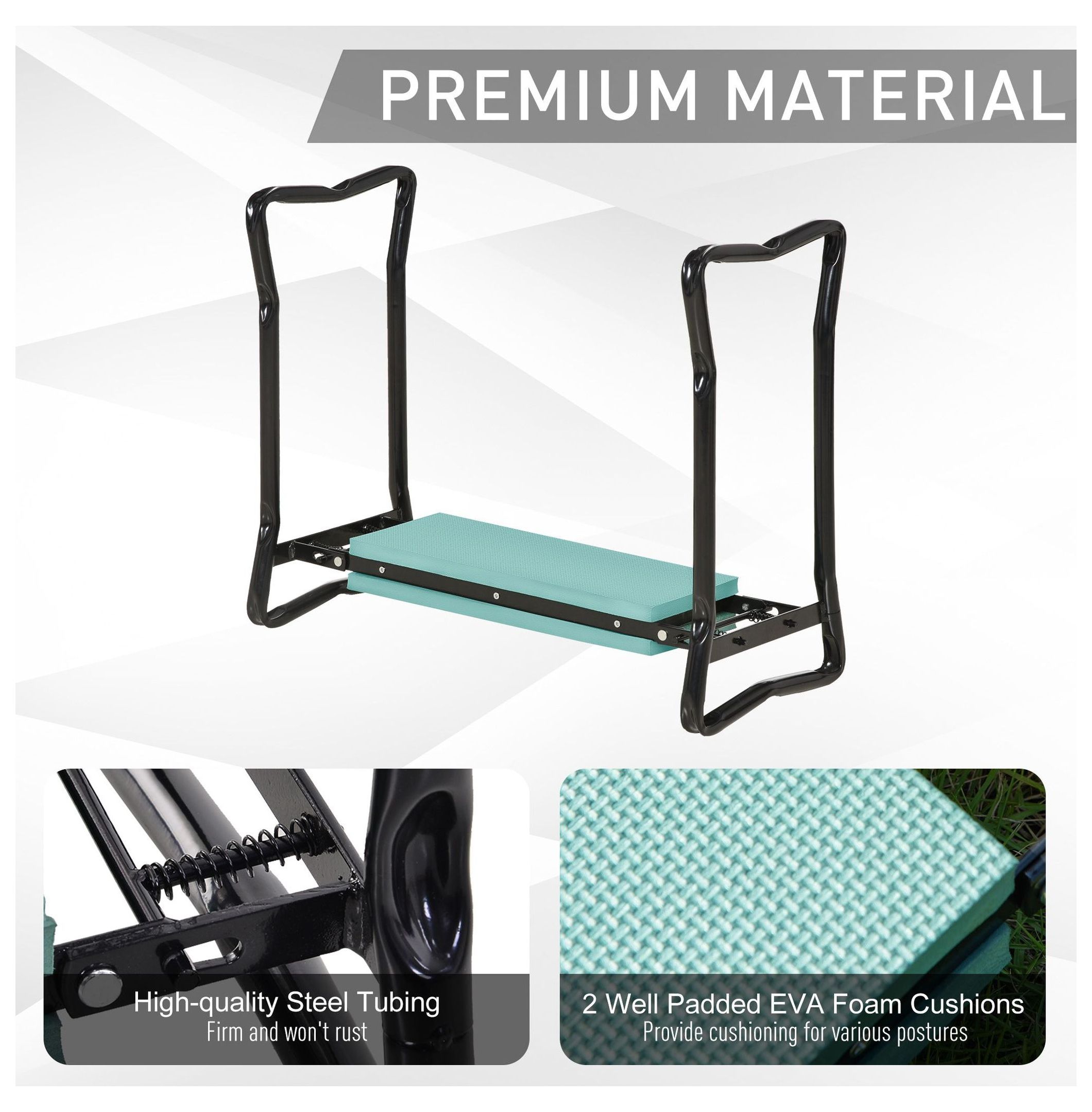 Garden Kneeler and Seat Bench - Padded Folding Stool for Planting