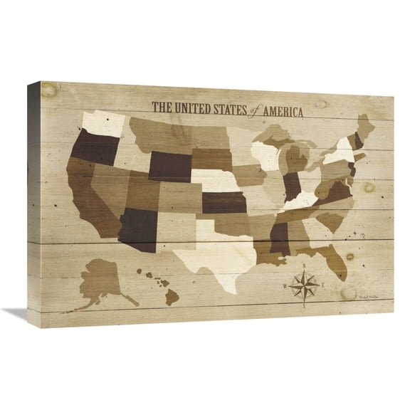 Global Gallery's 'USA Modern Vintage Wood' By Michael Mullan Stretched Canvas Wall Art
