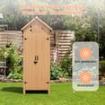 thumbnail image 2 of Yeshouse Cobertizo de madera para exteriores de 177 cm, armario vertical impermeable con 3 estantes, puerta con cerradura y almacenamiento superior para patio, jardín y césped, 2 of 9
