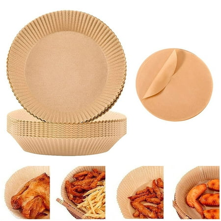 

Air Fryer Paper Liner 100pcs 6.3inch Non-Stick Parchment Paper with 100pcs 5.9inch Round Oil Paper Pads Waterproof Heat Resistant Baking Paper Liner for Oven Microwave Baking Roasting SET2