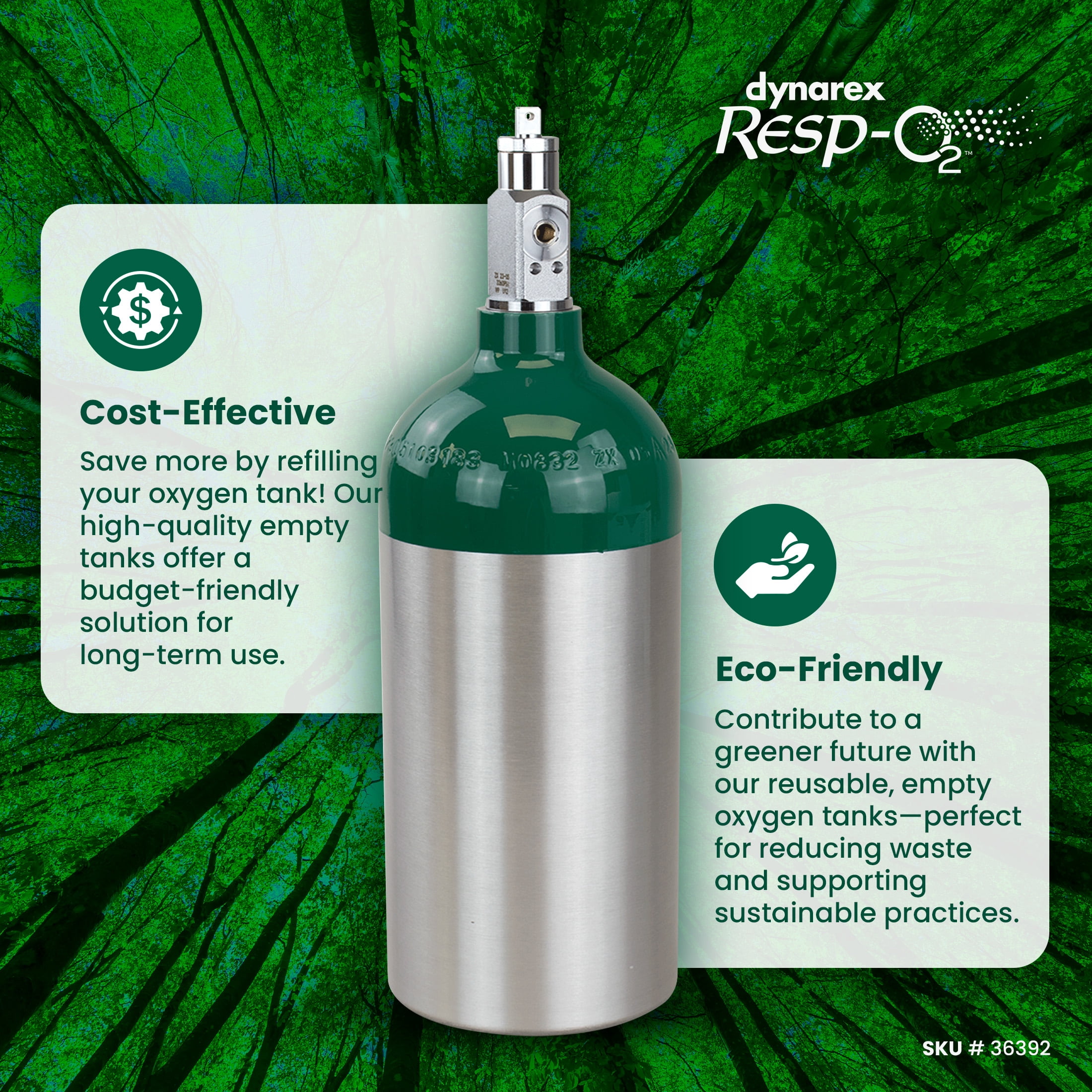 Dynarex Resp-O2 M9 Oxygen C -Cylinder with CGA 870 Post Valve – 1.7L Standard Size Oxygen Cylinder - Lightweight Aluminum Portable Tank with 255L Oxygen Capacity