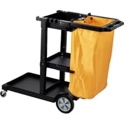 VEVOR Commercial Janitorial Janitor cart 3-Shelf 200 lbs Janitorial Trolley Cleaning Cart with 25 Gallons PVC Bag for Housekeeping Office