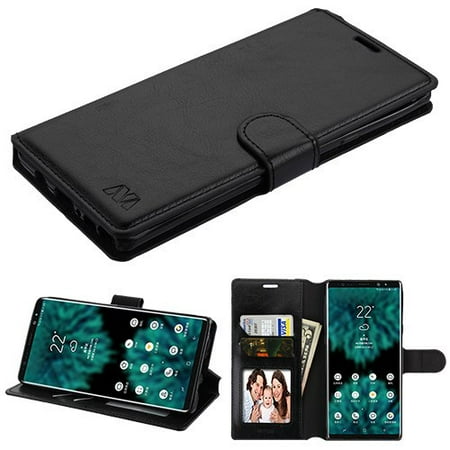 Samsung Galaxy Note 9 - Phone Case Leather Flip Wallet Case Cover Stand Pouch Book Magnetic Buckle BLACK for Samsung Galaxy Note