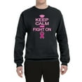 thumbnail image 2 of Keep Calm and Fight On Breast Cancer Awareness Unisex Crewneck Graphic Sweatshirt, Black, Small, 2 of 3