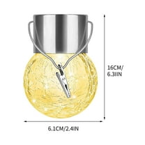 XEOVHV Hanging Solar Lights, Decorative Cracked Glass Ball Light, Solar Powered Waterproof Globe Lighting for Garden, Tree(Cool Yellow)