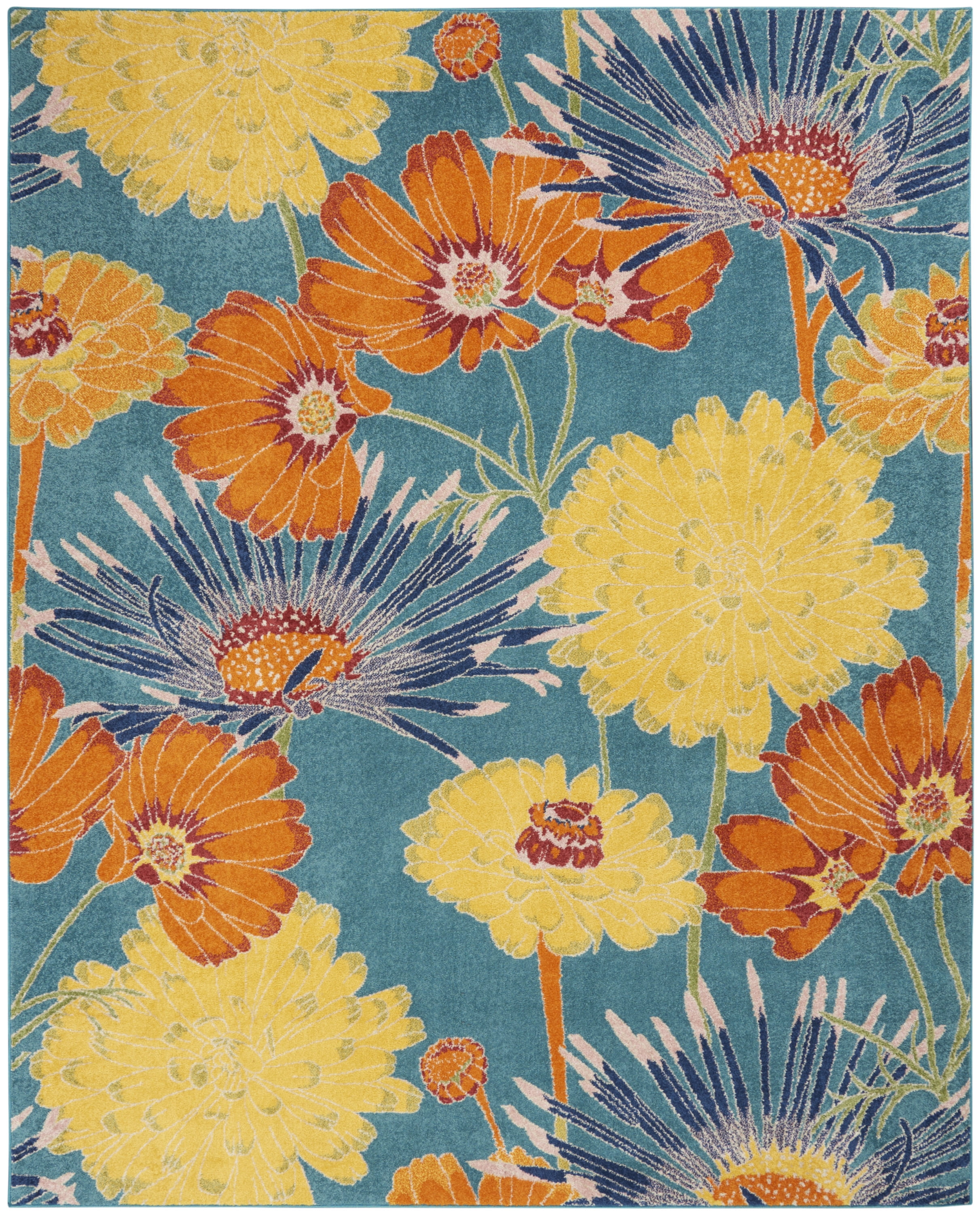 Nourison Allur Modern Floral Turquoise Multicolor 7'10" x 9'10" Area Rug, (8' x 10')